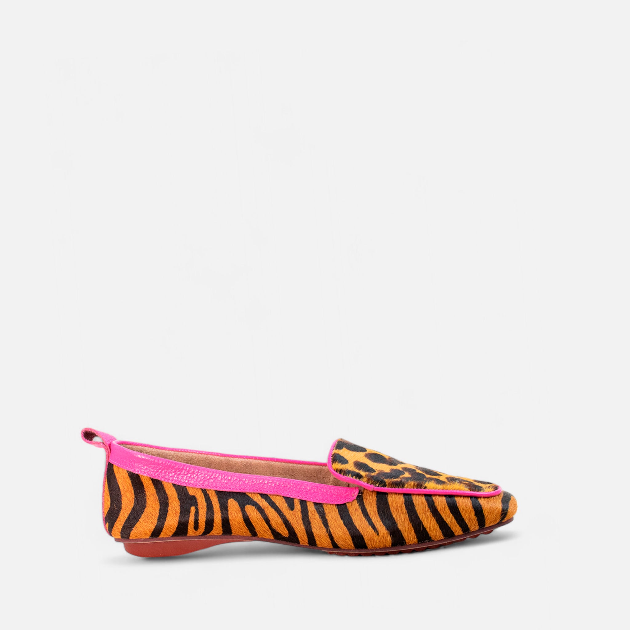 Loafer em Couro Pelo Animal Print Caramelo