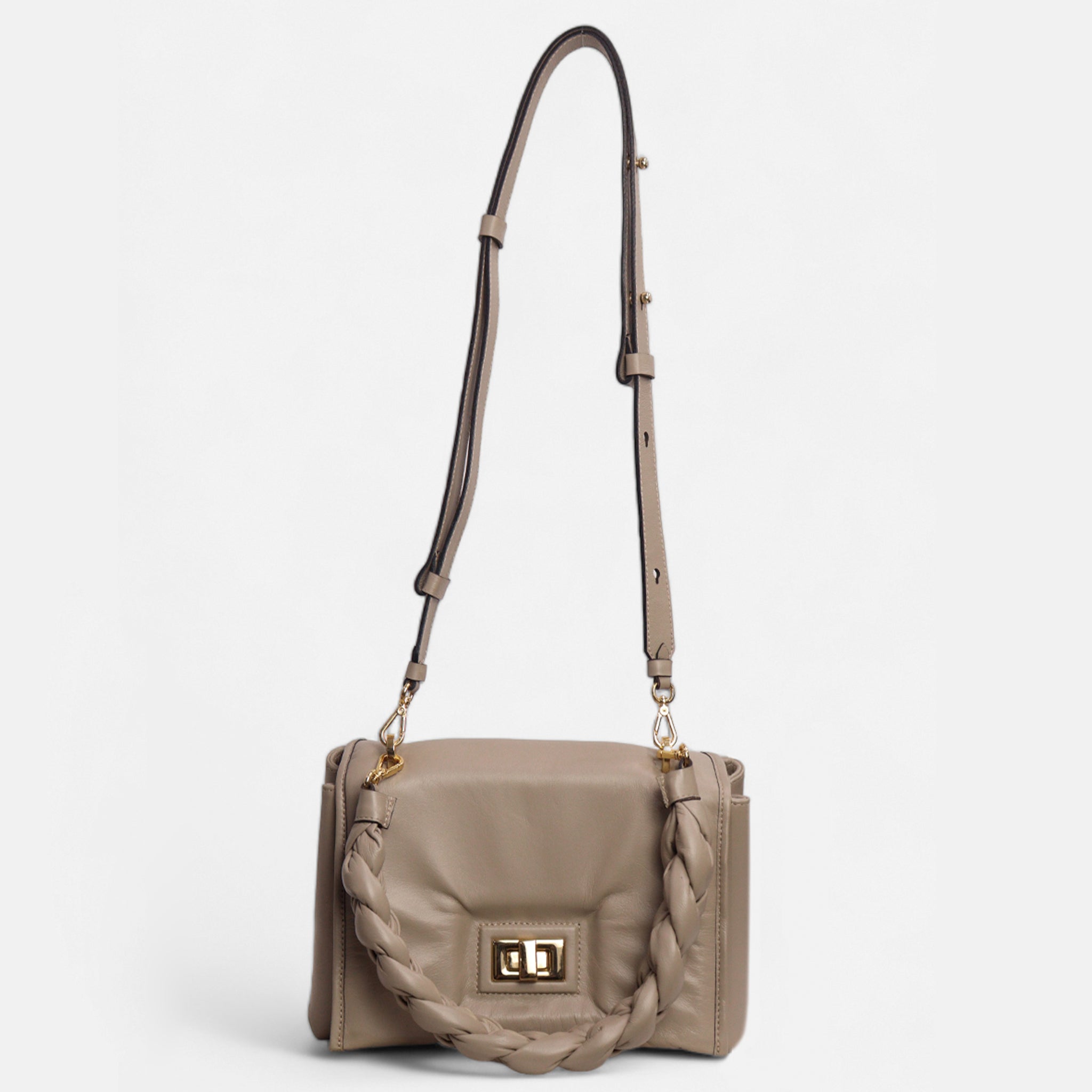 Bolsa Lu em Couro Khaki