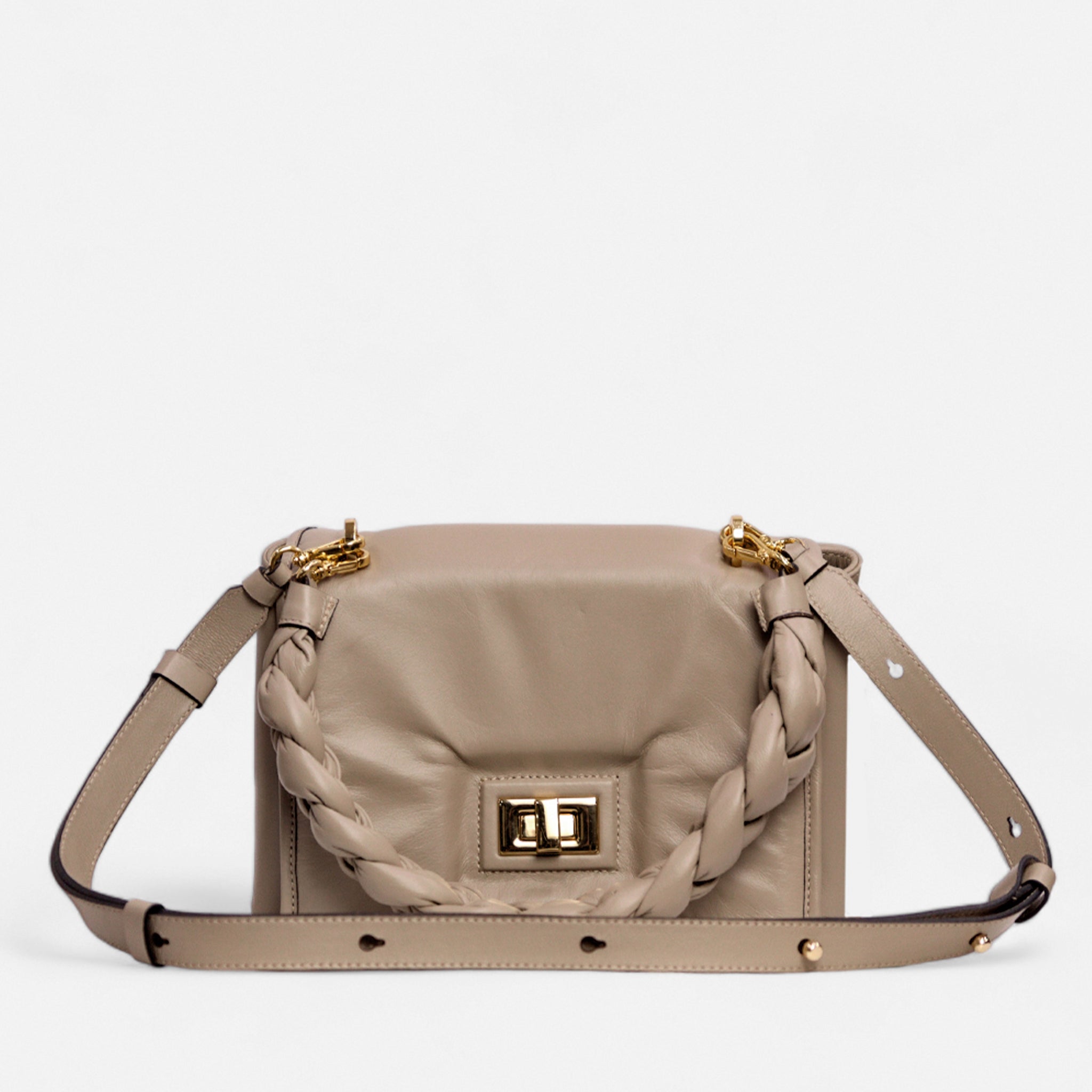 Bolsa Lu em Couro Khaki