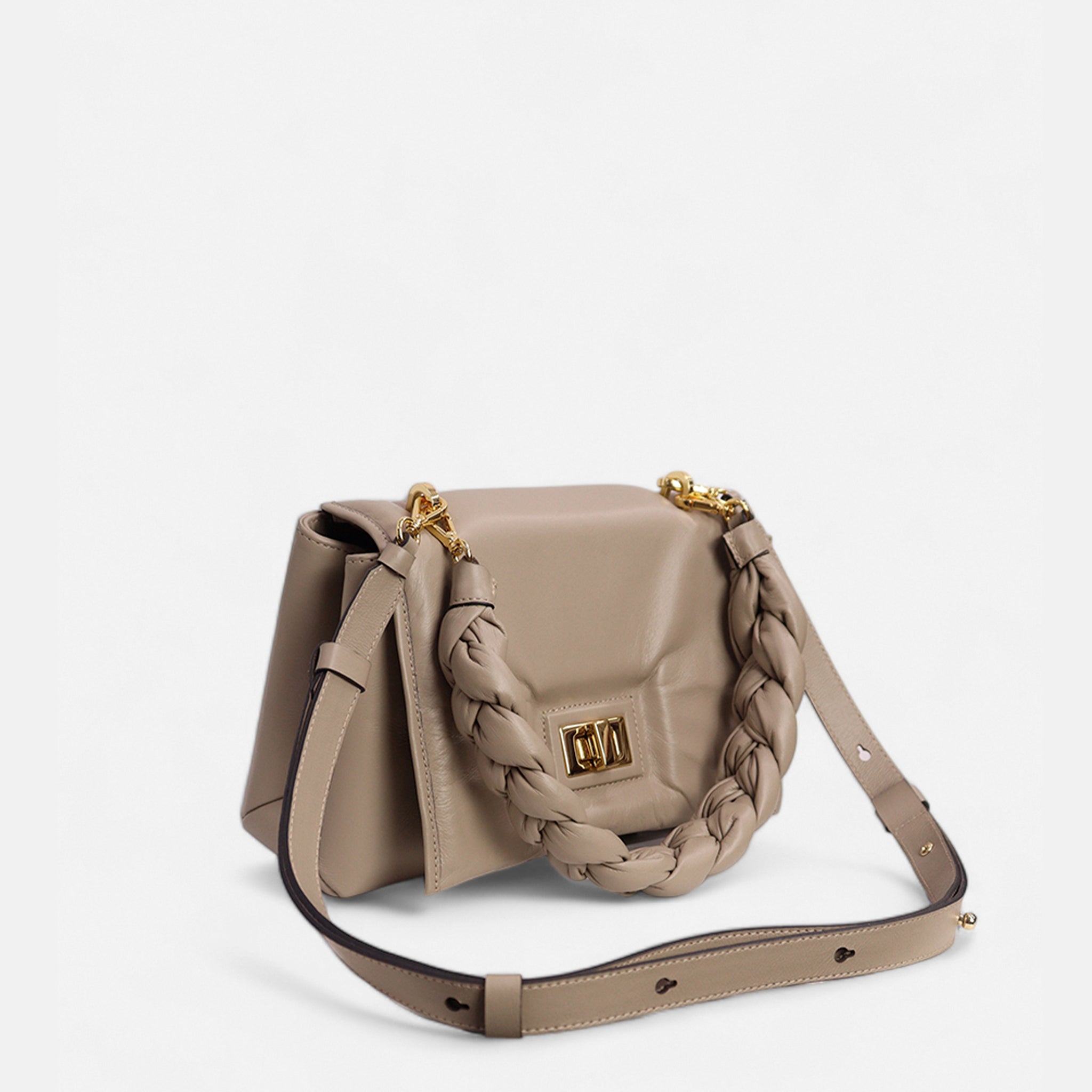 Bolsa Lu em Couro Khaki